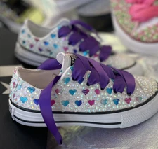 KIDS Rhinestone Sneaks…BLING CONVERSE- GREAT FOR WEDDINGS & SNEAKER BALLS! Sz 11