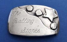VTG Rare Custom 925 Sterling Silver Rolling Stones Hat Scarf Sash Belt Buckle