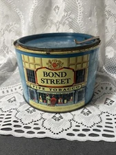 Vintage Bond Street Pipe Tobacco Tin Cannister Phillip Morris Can New York Pics