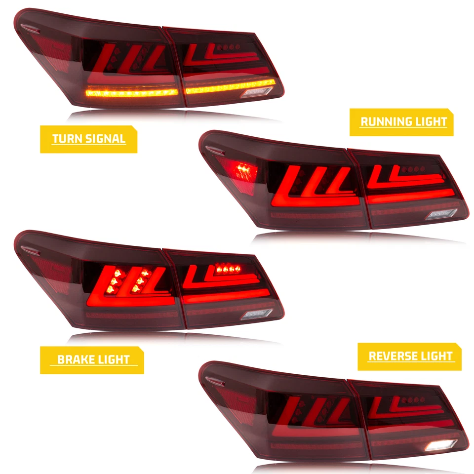 Lanternas traseiras de LED para Lexus ES350 2007-2012 vermelhas de animação sequencial - Imagem 2 de 4