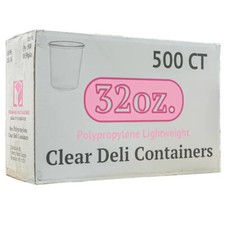 500 PC 32 oz Durable Deli Food/Soup Plastic Lightweight Containers w/Lids 1 Case