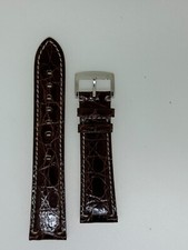 Coach dark brown with white thread watch band strap crocodile 21mm