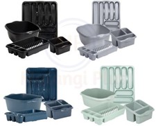 39cm Washing Bowl/Cutlery Tray/M. Dish Drainer & Sink Tidy Plastic Kitchen Set