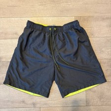 Men's Faded Glory Swim Trunks Shorts L Gray Yellow
