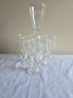 Set of 7 VTG Laurel (Gray Cut) Boopie Anchor Hocking Clear Water Goblet Glasses