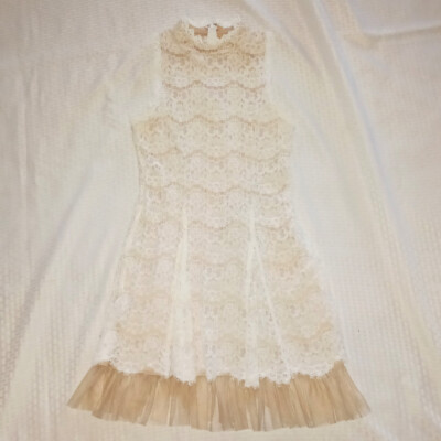 Francesca's Ivory & Nude Lace Round Neck Sleeveless Fit & Flare Dress M New