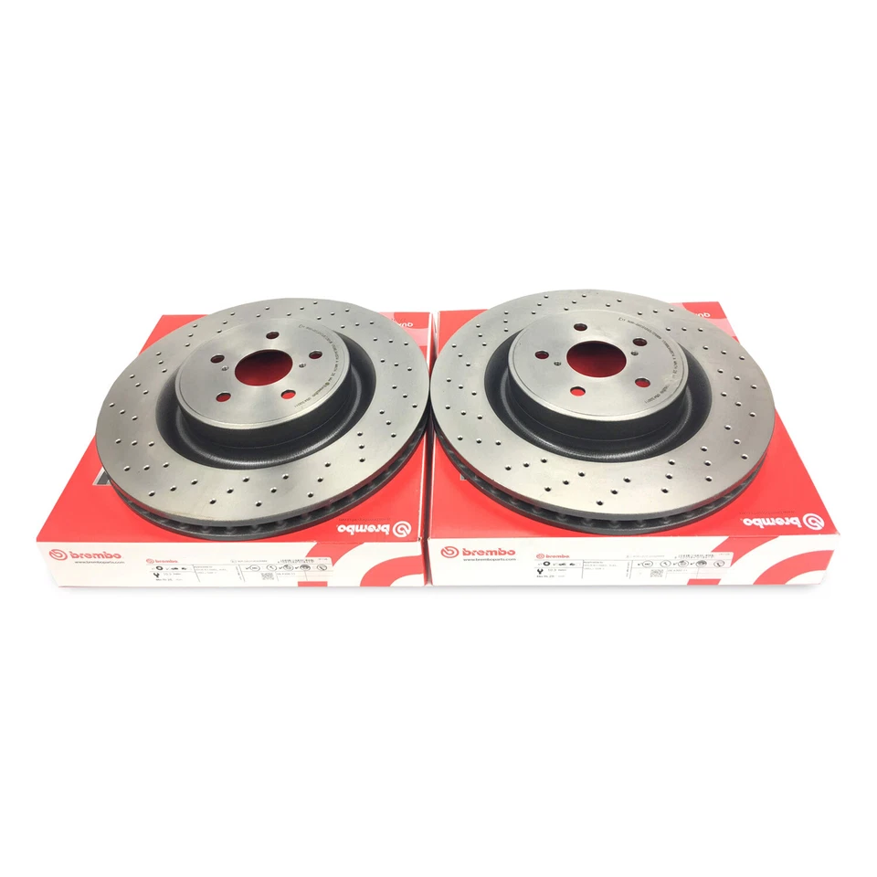 Brembo Set of 2 Front Cross Drilled Coated PVT Rotors for Lexus IS-F 09.A300.11 - Image 2 of 4