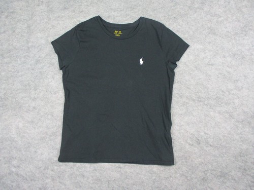 Polo Ralph Lauren Shirt Mädchen Medium W35in schwarz Baumwolle weiß Pony Rundhalsausschnitt Oberteil - Bild 1 von 11