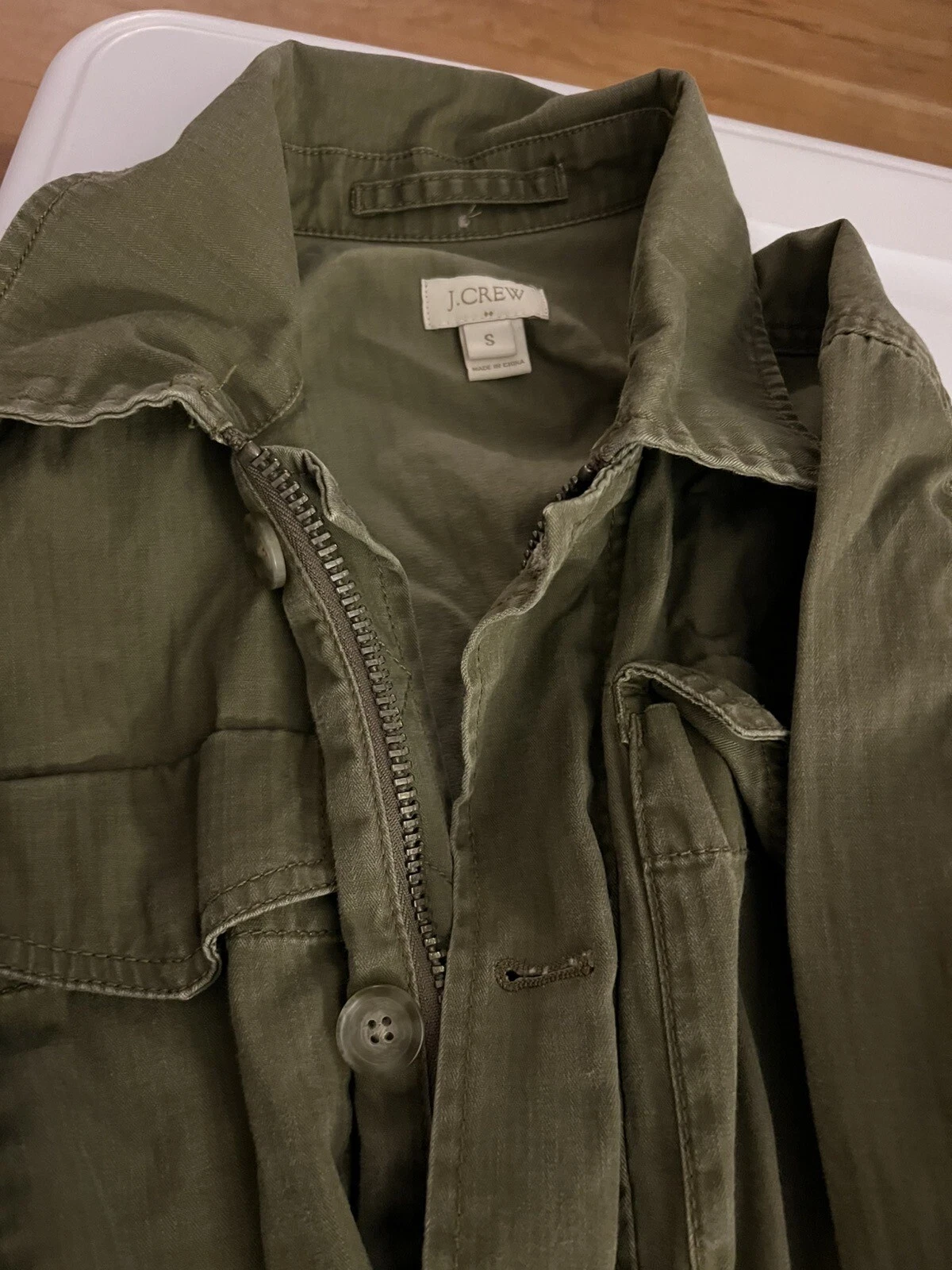VETEMENTS J.Crew Giacca Stile Militare Donna Taglia Small Verde Full Zip NX 631 Utility Coat