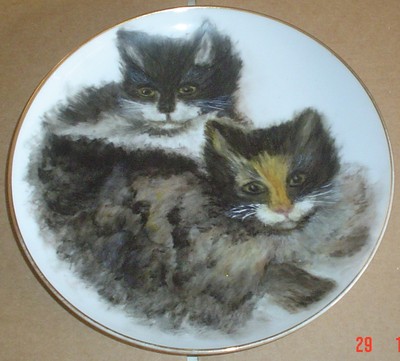 Atemberaubender Sammler Teller handbemalt von Sylvia Morley Katzen