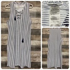 Tommy Bahama Dress Women’s L Blue White Tied Front Nylon Spandex Stretch