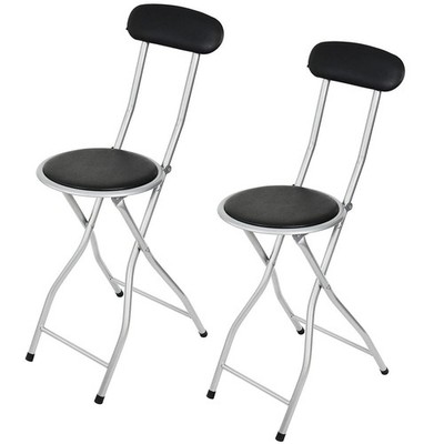 2er Set Schwarz Klappbar Barhocker Frühstück Hochstuhl Gepolstert Schreibtisch Sitz Küche