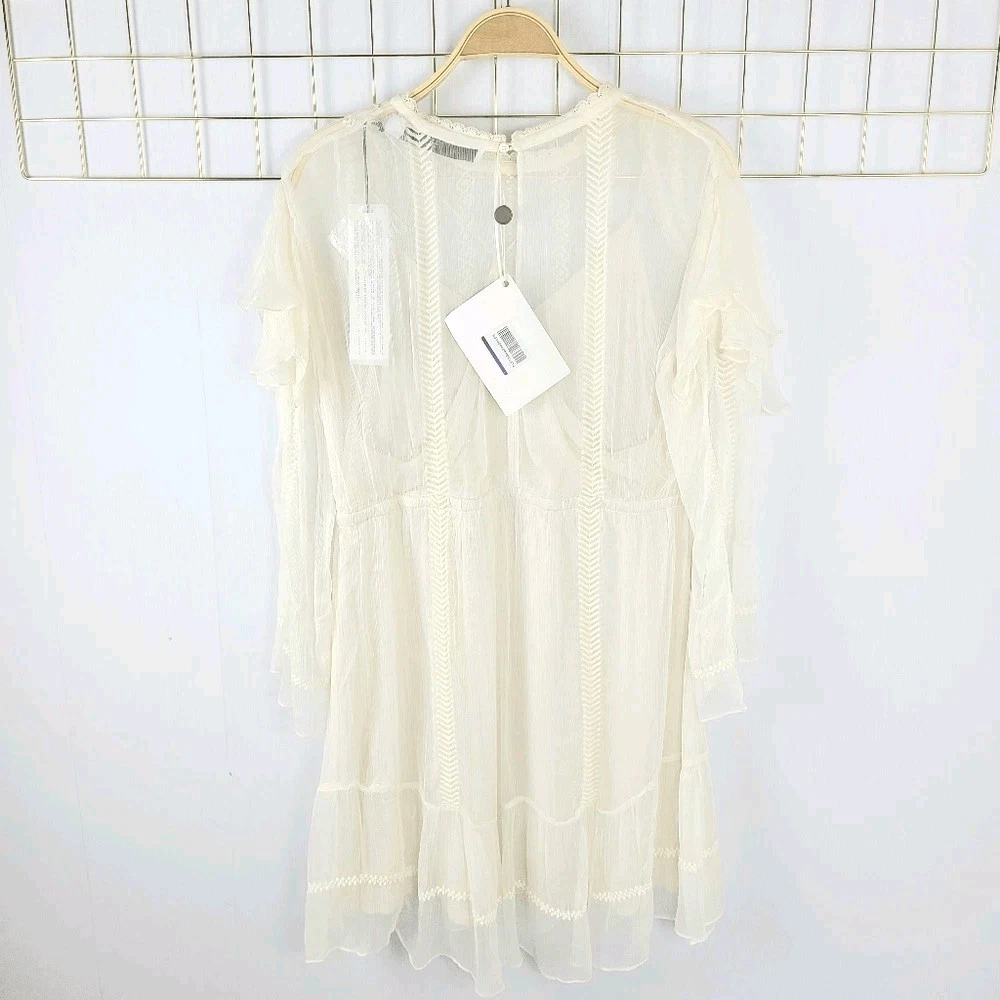 OFF WHITE Abito donna IRO 38 US 6 western bianco avorio trasparente cowgirl costiero nuovo leggi