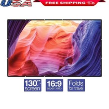 Indoor Soft Projection Screen 130 Inch 16x9 Wall Mount Foldable Home Theater New
