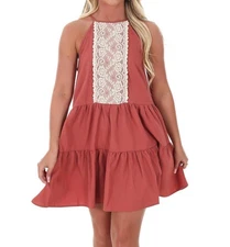 In February Nobody Else Halter Mini Dress Clay