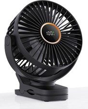 Mini Clip on Fan Battery Operated Desk Fan Digital display 3 Speeds Adjustable