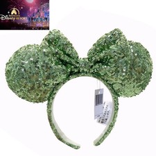 Disney Parks Mickey Green Sequin Bow Exclusive Rare Minnie Mouse Ears Headband