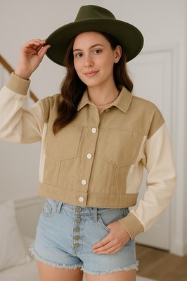 Le Lis Jacket Womens M Cropped Cream Contrast Knit Detailing Y2K Preppy Chic