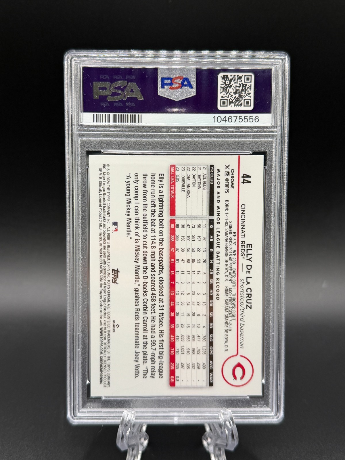 2024 TOPPS CHROME #44 Elly De La Cruz ROOKIE RC PSA 9 MINT view 2