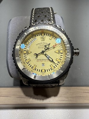 Armand Nicolet Tramelan Automatic Watch Day Date New S05 w Box, Booklet Blk/blk
