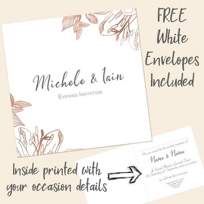 Personalisierte Hochzeitseinladungen Abendempfang Kupfer Rosegold Falteinladung
