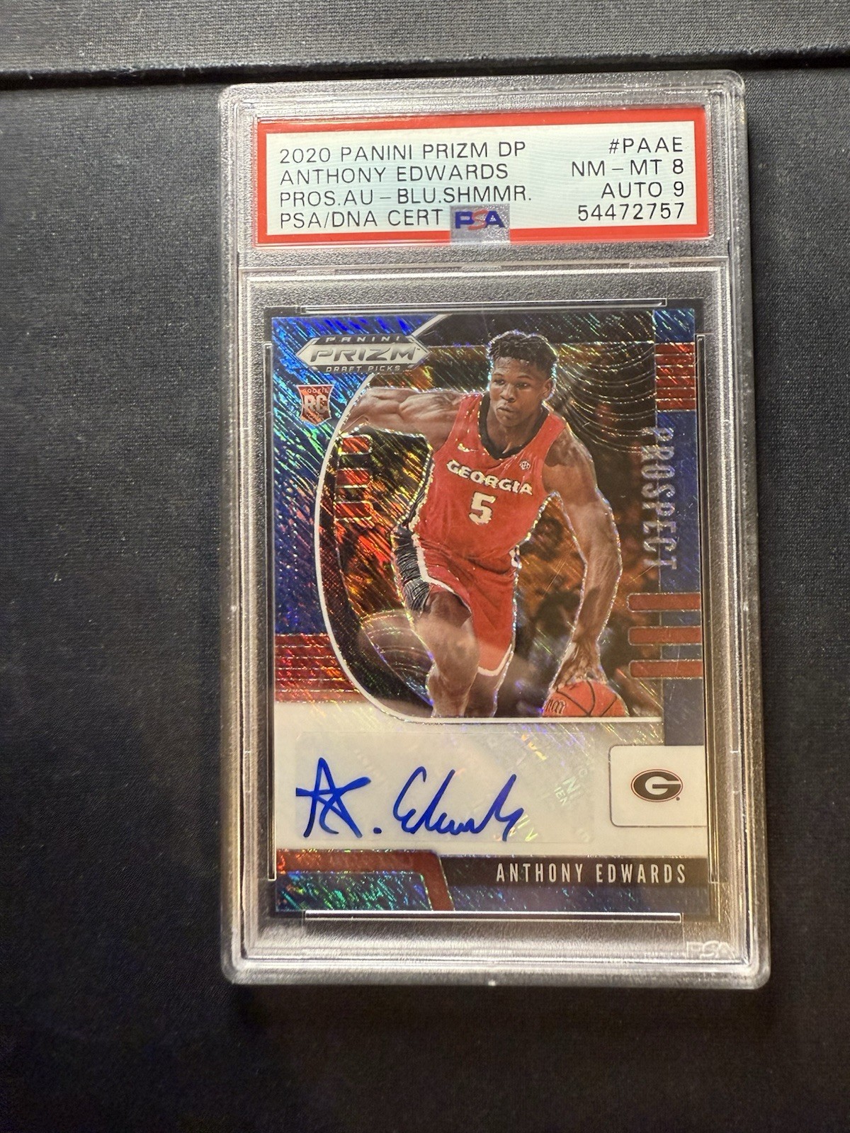 Anthony Edwards 2020 Prizm Draft Blue Shimmer /13 Rookie Rc Auto Autograph PSA 8