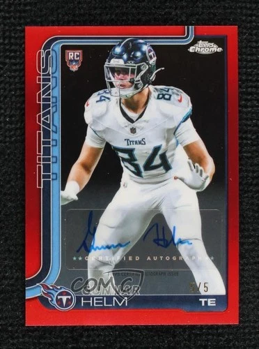2025 Topps Chrome Rookie Red Refractor 5/5 Gunnar Helm #RA-GH Auto RC 08ok