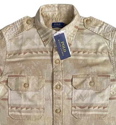Polo Ralph Lauren Cream Southwestern Aztec Print Oxford Shirt Women s Size M