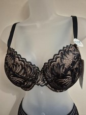 brand new  with tags size 32F dorina metanoia gold black lace padded shaped  bra