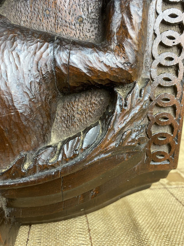 Arts And Crafts Carved Wooden Sconce Shelf Asian Boy. #6351/S - Image 4 of 4