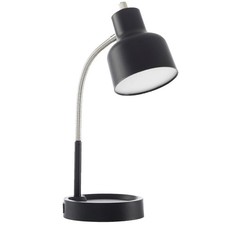 LED Desk Lamp with USB Charging Port and AC Outlet, Modern Matte Black Light