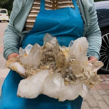 31.17LB Natural Clear white quartz crystal cluster Mineral specimen healing