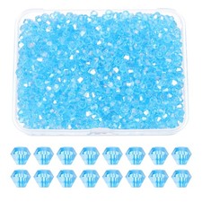 1000pcs 4mm Bicone Glass Crystal Beads, Faceted Beads with Box Sky Blue AB