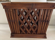 Vintage Bamboo Rattan Basket Magazine Rack 2 Handles Rectangle Woven 12”x16”