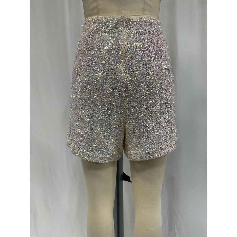 Pantalones Cortos Karen Millen 'Lentejuelas' Blanco Poliéster Talla 10 Foto 3 de 4