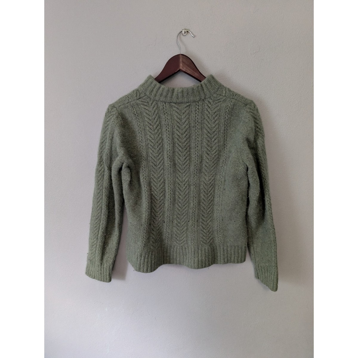 Cambridge Dry Goods Textured Lambs' Wool And Rabbit Blend Sage Zip-Up Cardigan View 2