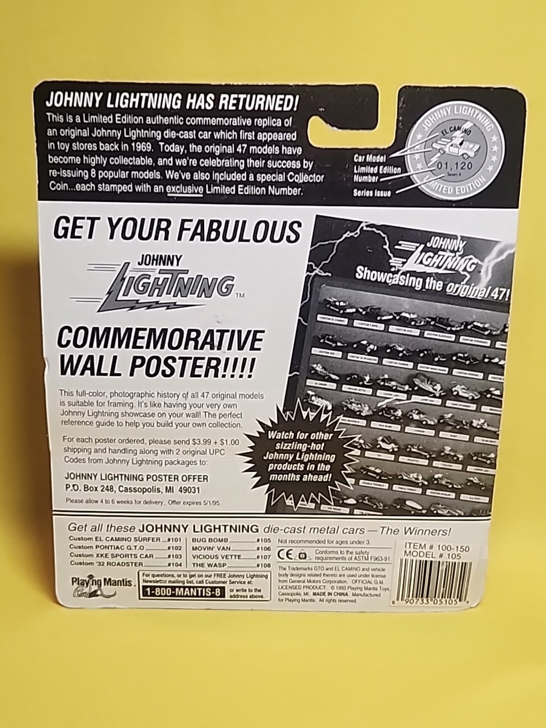 1993 Johnny Lightning BUG BOMB Red Car Redline Wheels Coin 08,105 Series E 🔥X3