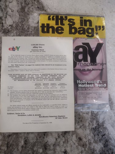 Original Prospectus 1998 Plus eBAY MAGAZINE First Issue 1999 "It's In the Bag"