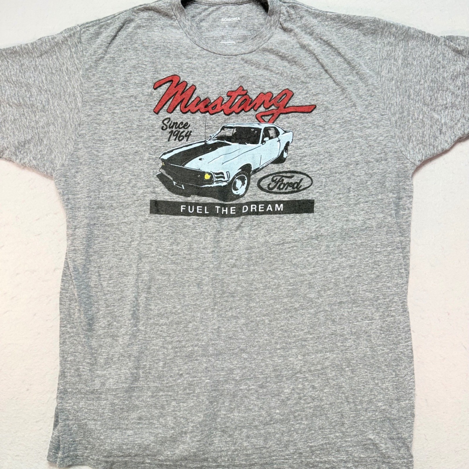 PONY T shirt grafica Ford Mustang dal 1964 Fuel the Dream uomo XL nera manica corta
