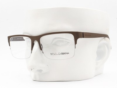 Dolce Gabbana Semi Rimless Eyeglasses DG 1236 1182 Glasses Matte Brown No Case