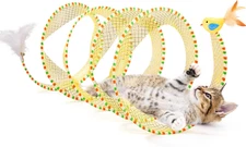 Spiral Tunnel Cat Toy, Self Play Cat Play Spiral Kitten Collapsible Spring Tunne