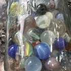 Vintage Blue Glass Ball Jar Full Of Marbles Over 3 Pounds — photo 9