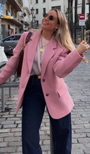 Zara ZW Collection Limited Edition Oversized Blazer Pink Size S Ref 2031/867