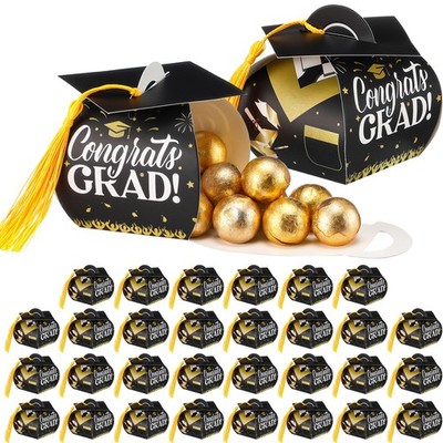 30 Pcs Graduation Cap Candy Box with Tassel Graduation Party Favors Treat Gifts