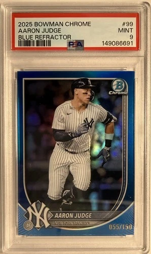 Aaron Judge 2025 Bowman Chrome Blue Refractor #99 055/150 PSA 9 New York Yankees
