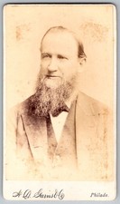 Antique CDV Circa 1870s A.G. Gans Bearded Man In Suit Philadelphia