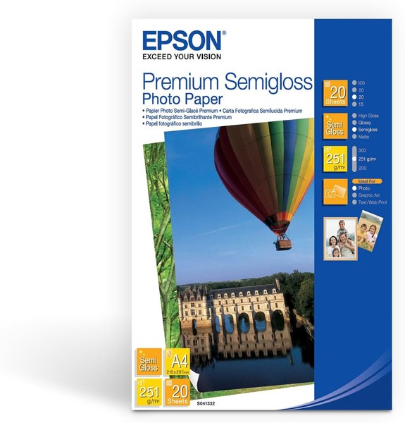 Epson C13S041332 Premium Semi Gloss Photo Papier Inkjet A4 20 Blatt-image
