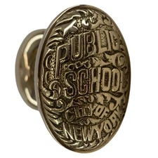 Solid Brass Pair of New York City Public School Door Knobs