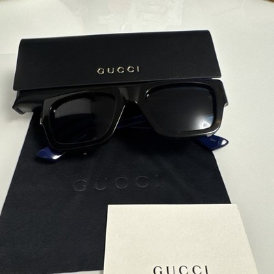 New Gucci GG1668S 002 Havana Sunglasses with Burgundy & Blue Temples Authentic
