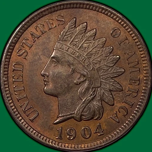 1904 RB Red Brown Indian Head Cent Uncirculated UNC Coin #32631